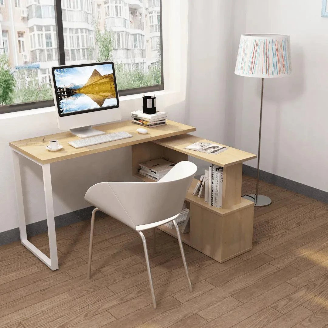 Harvard Office Desk(L-shaped with Bookcase) – Profurniture